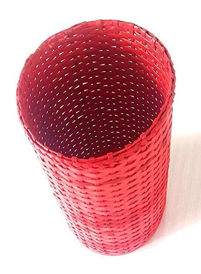 Sonas Creation Paperus, Red, Open-top Dustbin, Waste Basket, Paper Bin, Trash Can, Vase, Storage Basket, Standard Size 10 Liter, 11 inch Tall Eco-Friendly, Handmade of Paper Ropes - Image 3